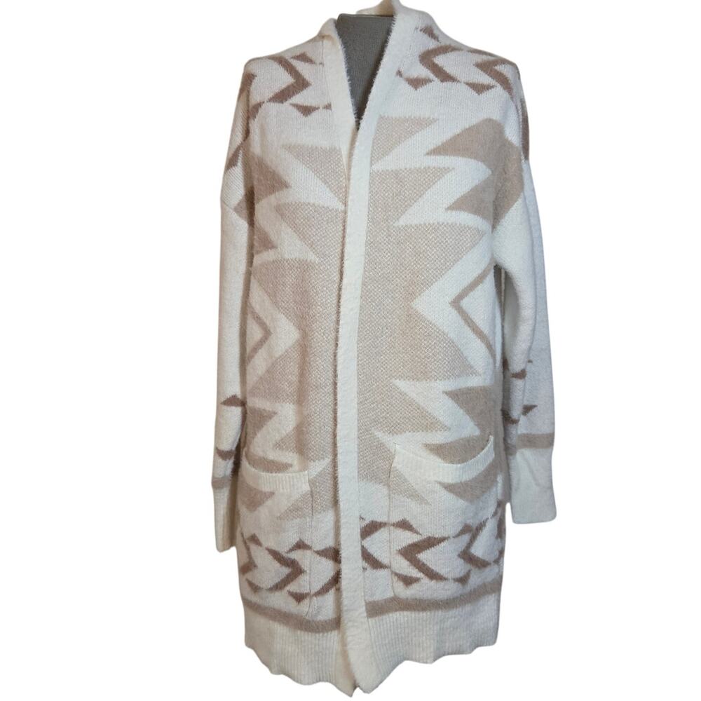 Tan Open Front Cardigan Sweater Size Small